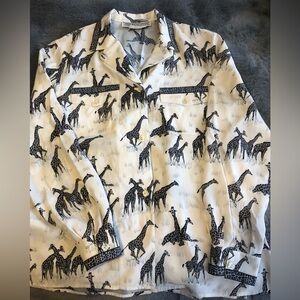 Starington 100% silk vintage giraffe blouse.